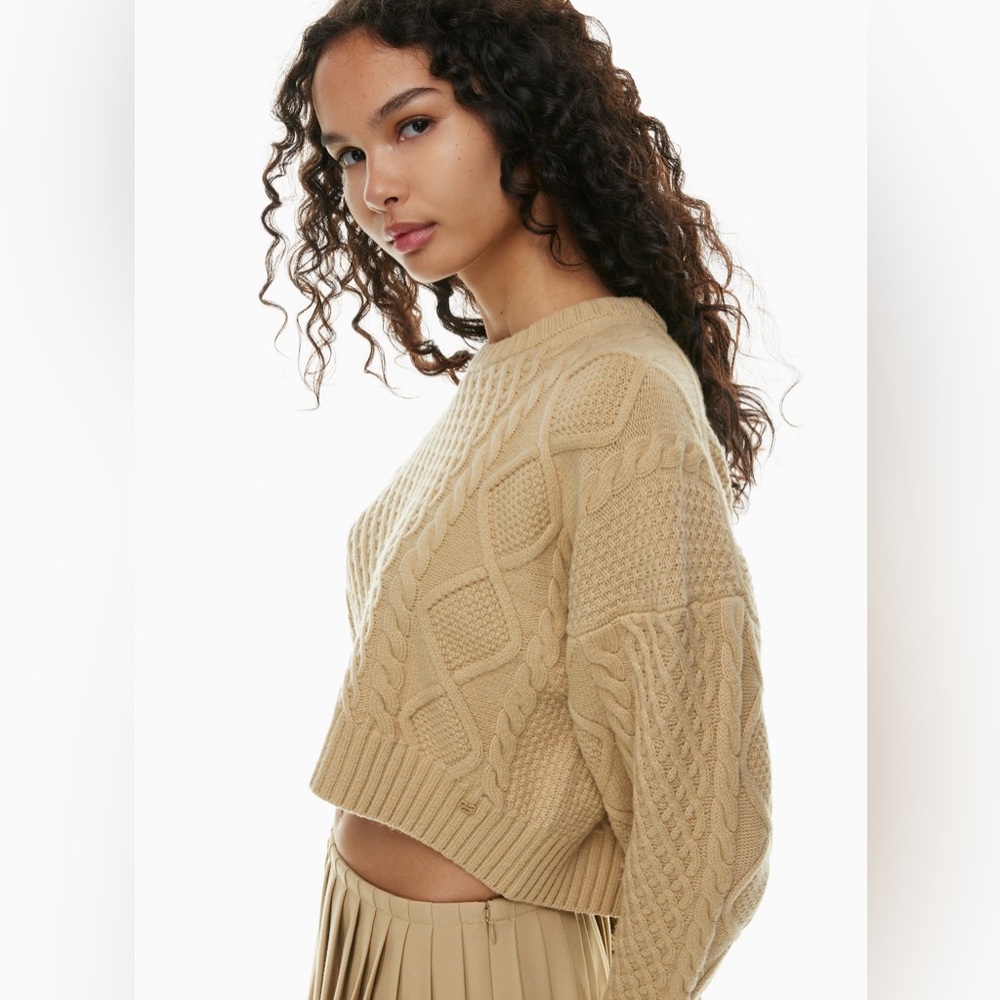 Sunday Best Beige Cable Knit Sweater Cropped